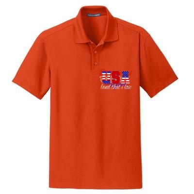 4th Of July Fun American Flag Usa Land That I Love Gift Meaningful Gift Dry Zone Grid Polo