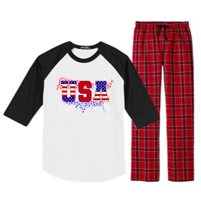 4th Of July Fun American Flag Usa Land That I Love Gift Meaningful Gift Raglan Sleeve Pajama Set