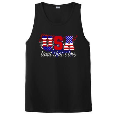 4th Of July Fun American Flag Usa Land That I Love Gift Meaningful Gift PosiCharge Competitor Tank