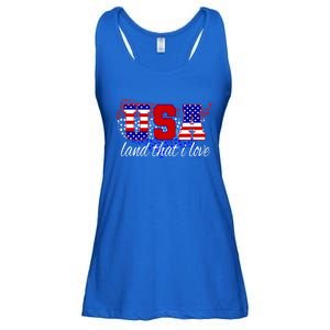 4th Of July Fun American Flag Usa Land That I Love Gift Meaningful Gift Ladies Essential Flowy Tank