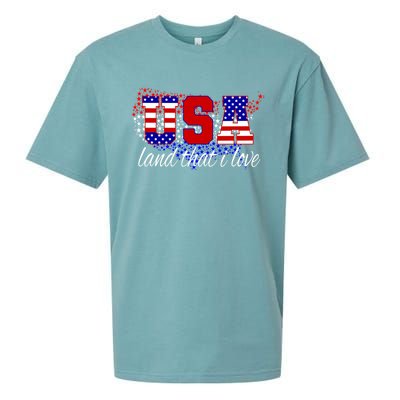 4th Of July Fun American Flag Usa Land That I Love Gift Meaningful Gift Sueded Cloud Jersey T-Shirt