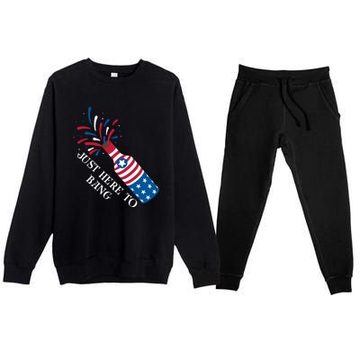 4th Of July Just Here To Bang Premium Crewneck Sweatsuit Set