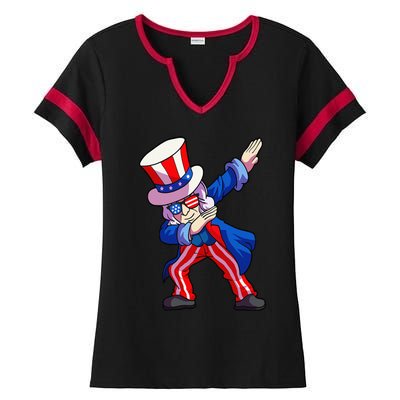 4th of July Dabbing Uncle Sam Ladies Halftime Notch Neck Tee