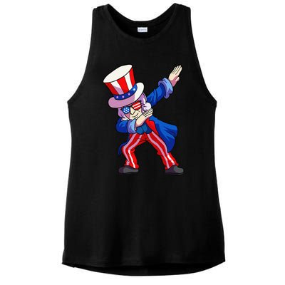 4th of July Dabbing Uncle Sam Ladies PosiCharge Tri-Blend Wicking Tank