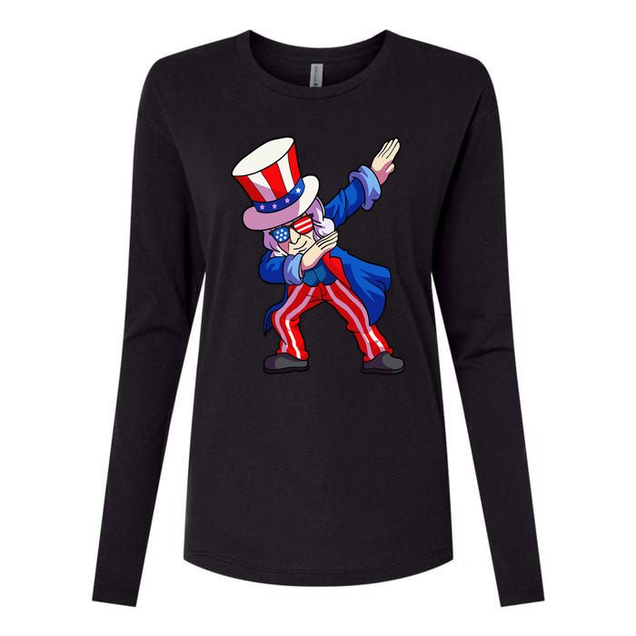 4th of July Dabbing Uncle Sam Womens Cotton Relaxed Long Sleeve T-Shirt