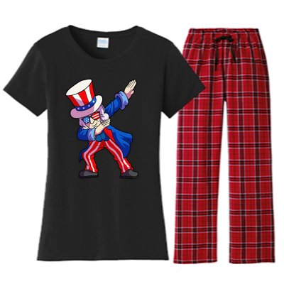 4th of July Dabbing Uncle Sam Women's Flannel Pajama Set