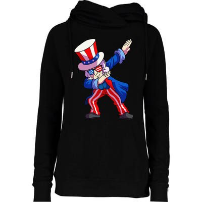 4th of July Dabbing Uncle Sam Womens Funnel Neck Pullover Hood