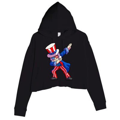 4th of July Dabbing Uncle Sam Crop Fleece Hoodie