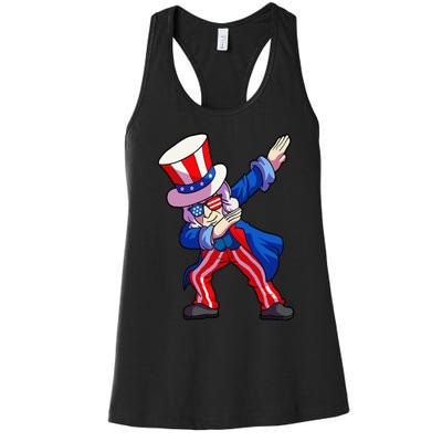 4th of July Dabbing Uncle Sam Women's Racerback Tank