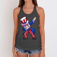 4th of July Dabbing Uncle Sam Women's Knotted Racerback Tank