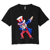 4th of July Dabbing Uncle Sam Women's Crop Top Tee