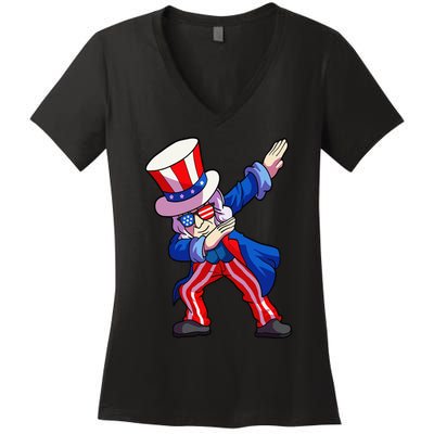 4th of July Dabbing Uncle Sam Women's V-Neck T-Shirt