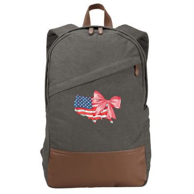 4th Of July Distressed Coquette American Flag Cotton Canvas Backpack