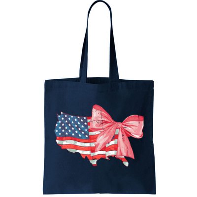 4th Of July Distressed Coquette American Flag Tote Bag