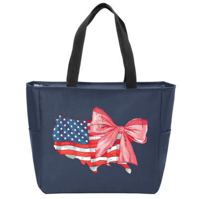 4th Of July Distressed Coquette American Flag Zip Tote Bag