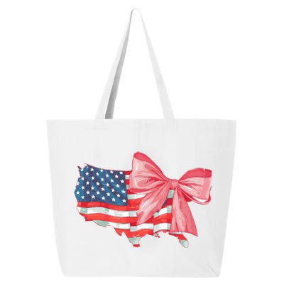 4th Of July Distressed Coquette American Flag 25L Jumbo Tote