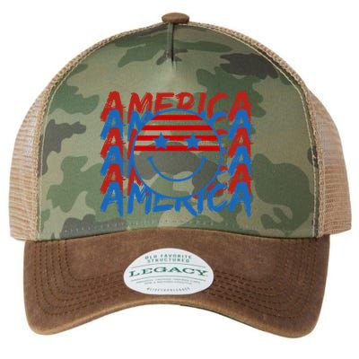 4th Of July Festive Holiday Smiley Face Legacy Tie Dye Trucker Hat