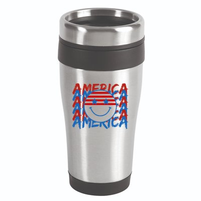 4th Of July Festive Holiday Smiley Face 16oz Travel Tumbler