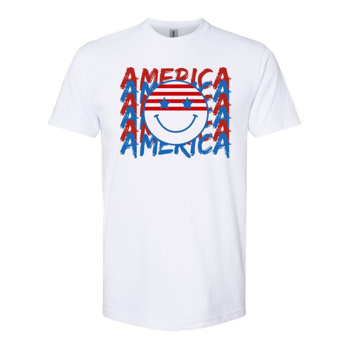 4th Of July Festive Holiday Smiley Face Softstyle CVC T-Shirt