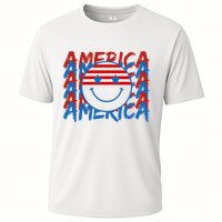 4th Of July Festive Holiday Smiley Face Cooling Performance Crew T-Shirt