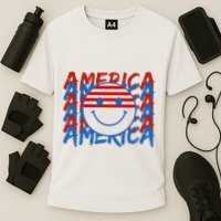 4th Of July Festive Holiday Smiley Face Cooling Performance Crew T-Shirt