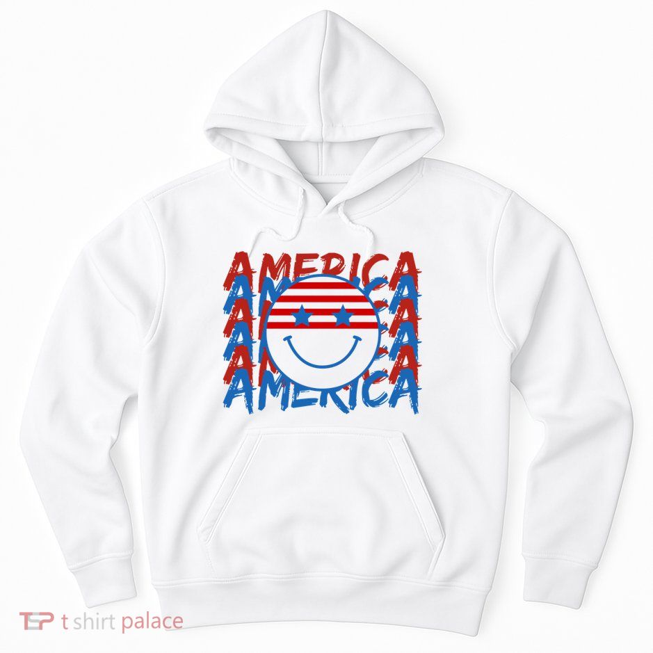 4th Of July Festive Holiday Smiley Face Hoodie