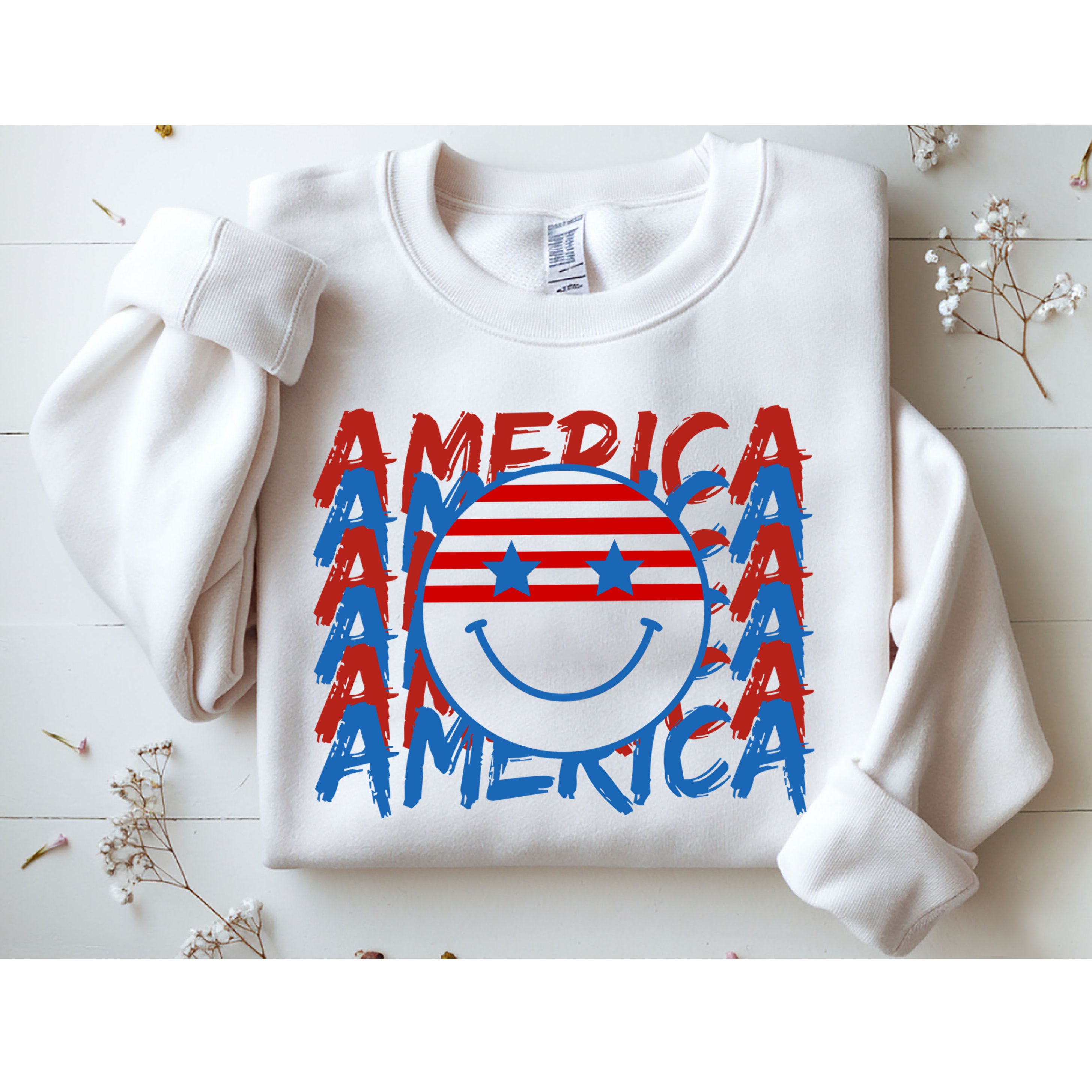 4th Of July Festive Holiday Smiley Face Sweatshirt
