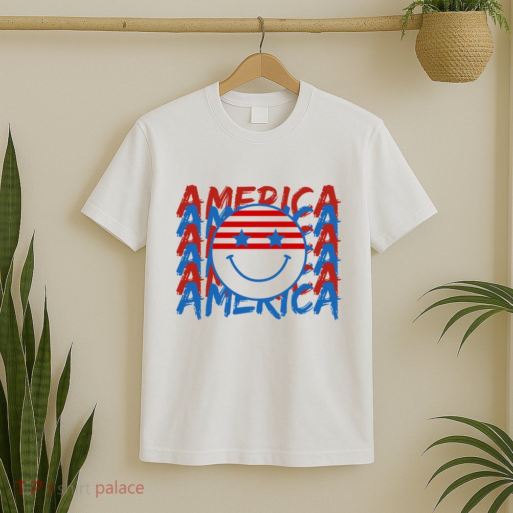 4th Of July Festive Holiday Smiley Face T-Shirt