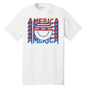 4th Of July Festive Holiday Smiley Face Tall T-Shirt