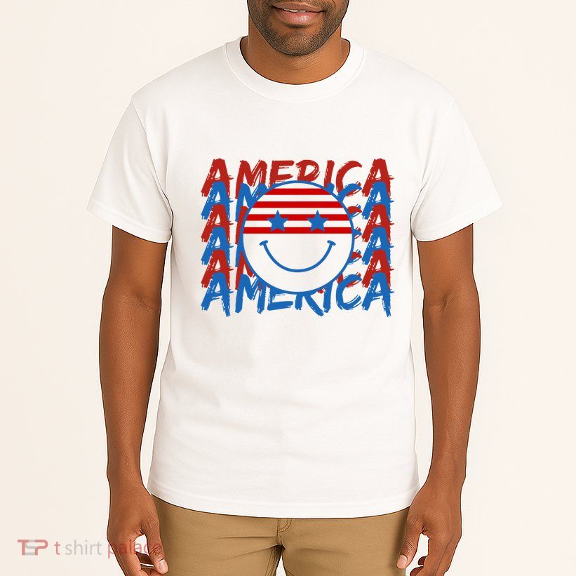 4th Of July Festive Holiday Smiley Face Tall T-Shirt