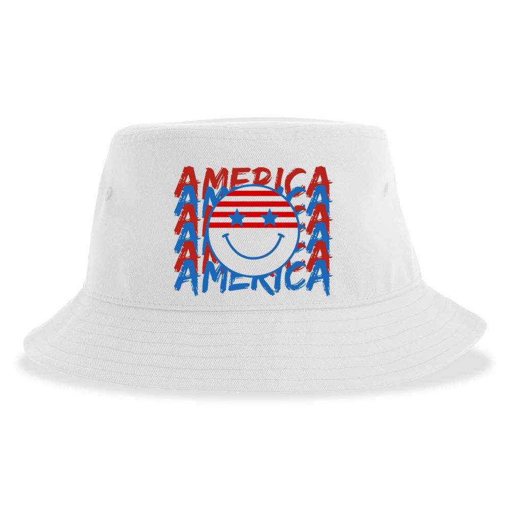 4th Of July Festive Holiday Smiley Face Sustainable Bucket Hat