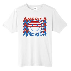 4th Of July Festive Holiday Smiley Face Tall Fusion ChromaSoft Performance T-Shirt