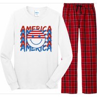 4th Of July Festive Holiday Smiley Face Long Sleeve Pajama Set