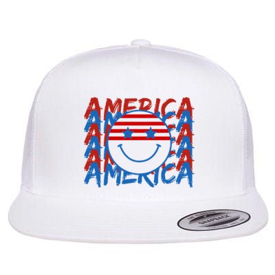 4th Of July Festive Holiday Smiley Face Flatbill Hat