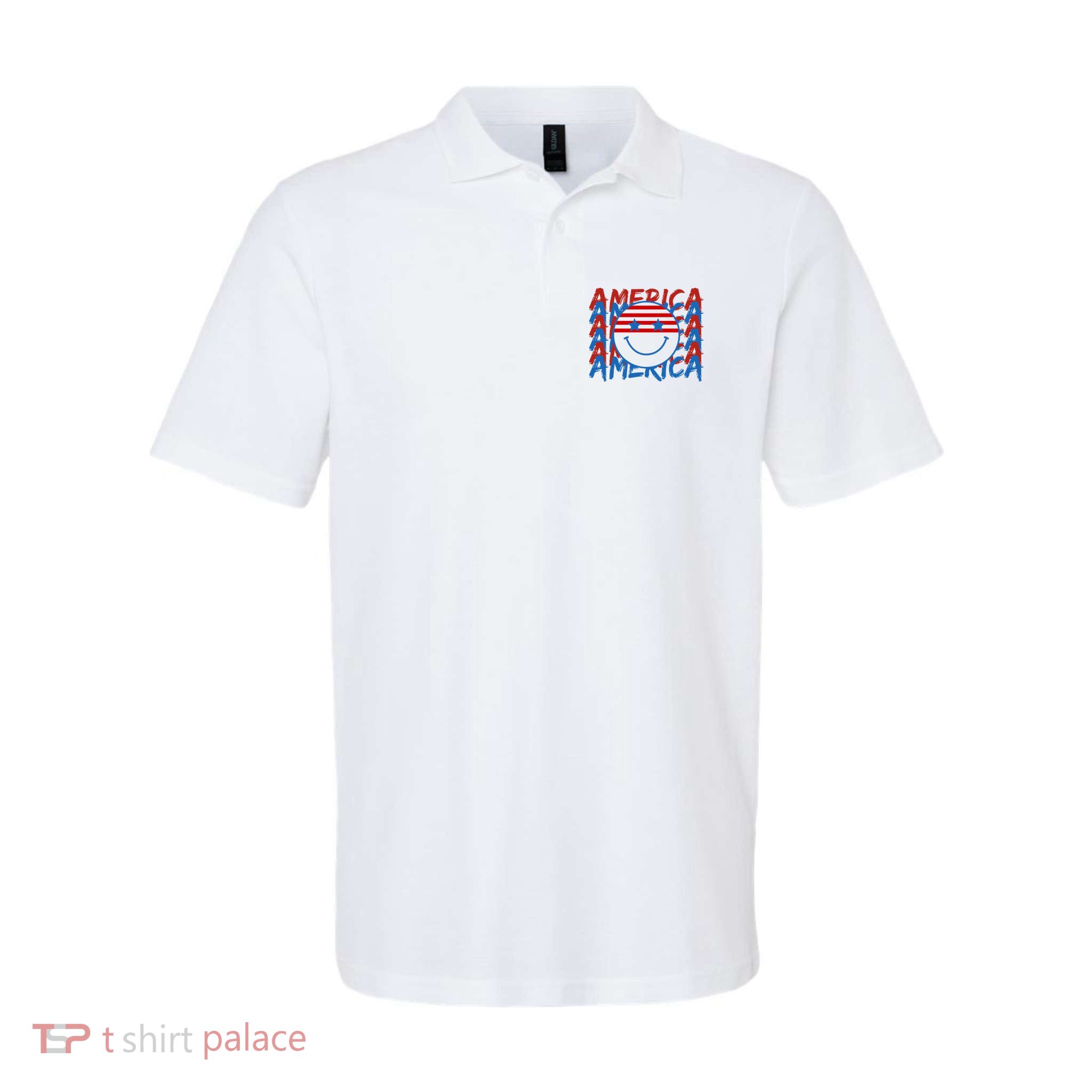 4th Of July Festive Holiday Smiley Face Softstyle Adult Sport Polo