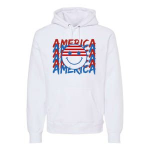 4th Of July Festive Holiday Smiley Face Premium Hoodie