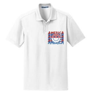 4th Of July Festive Holiday Smiley Face Dry Zone Grid Polo