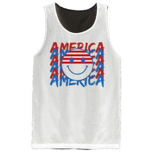 4th Of July Festive Holiday Smiley Face Mesh Reversible Basketball Jersey Tank