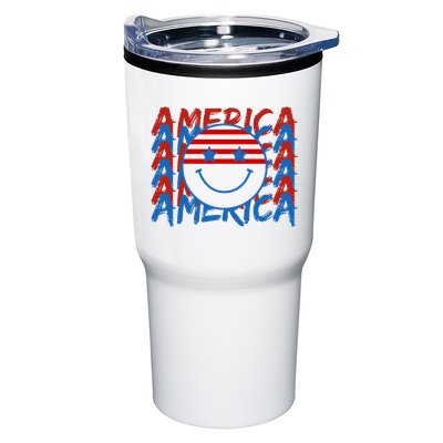 4th Of July Festive Holiday Smiley Face Tumbler