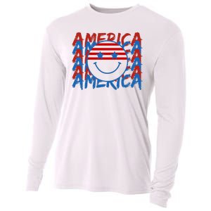 4th Of July Festive Holiday Smiley Face Cooling Performance Long Sleeve Crew