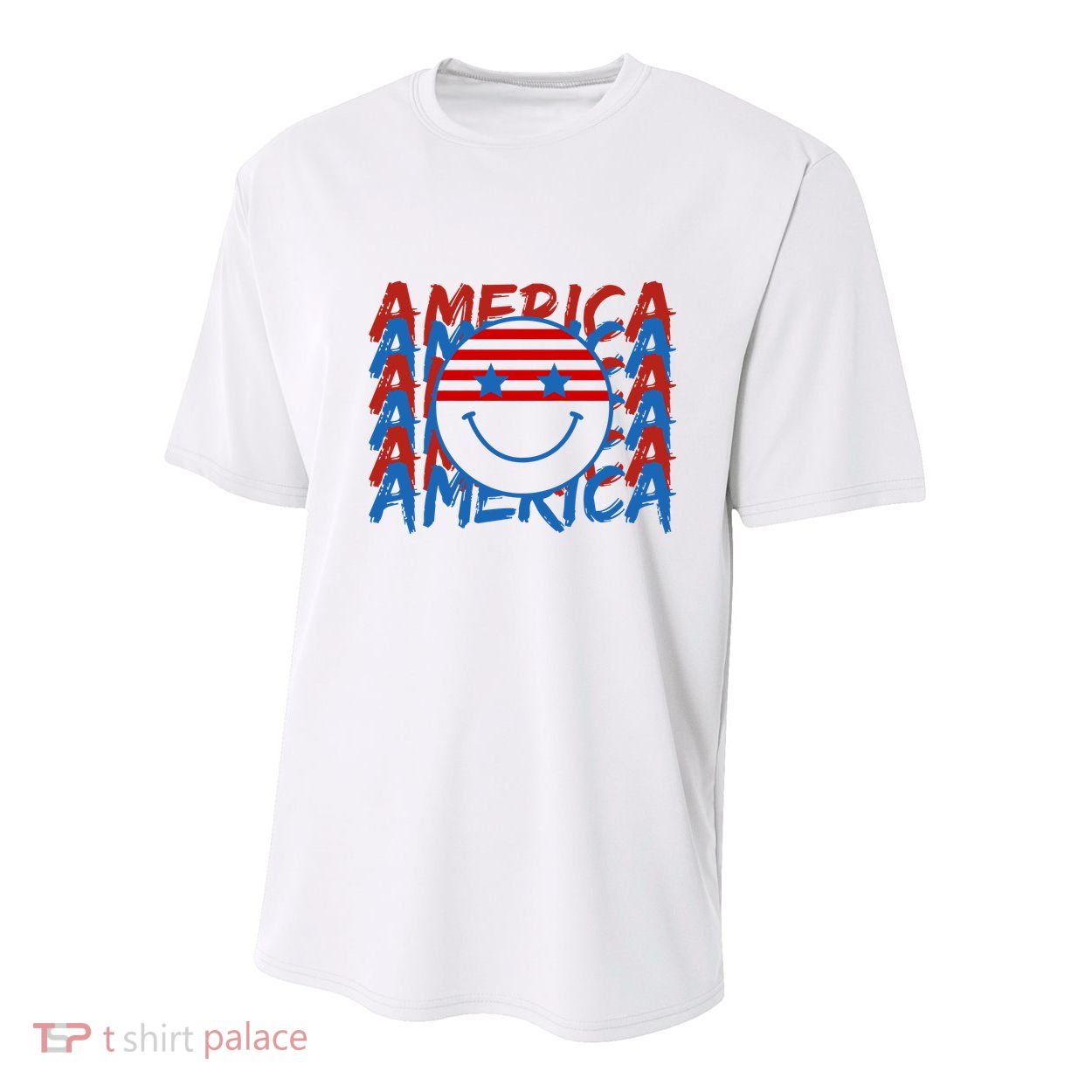 4th Of July Festive Holiday Smiley Face Youth Performance Sprint T-Shirt