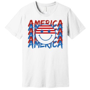 4th Of July Festive Holiday Smiley Face Premium T-Shirt