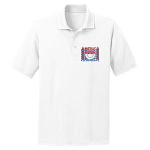 4th Of July Festive Holiday Smiley Face PosiCharge RacerMesh Polo