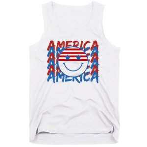 4th Of July Festive Holiday Smiley Face Tank Top