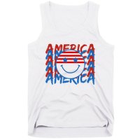 4th Of July Festive Holiday Smiley Face Tank Top