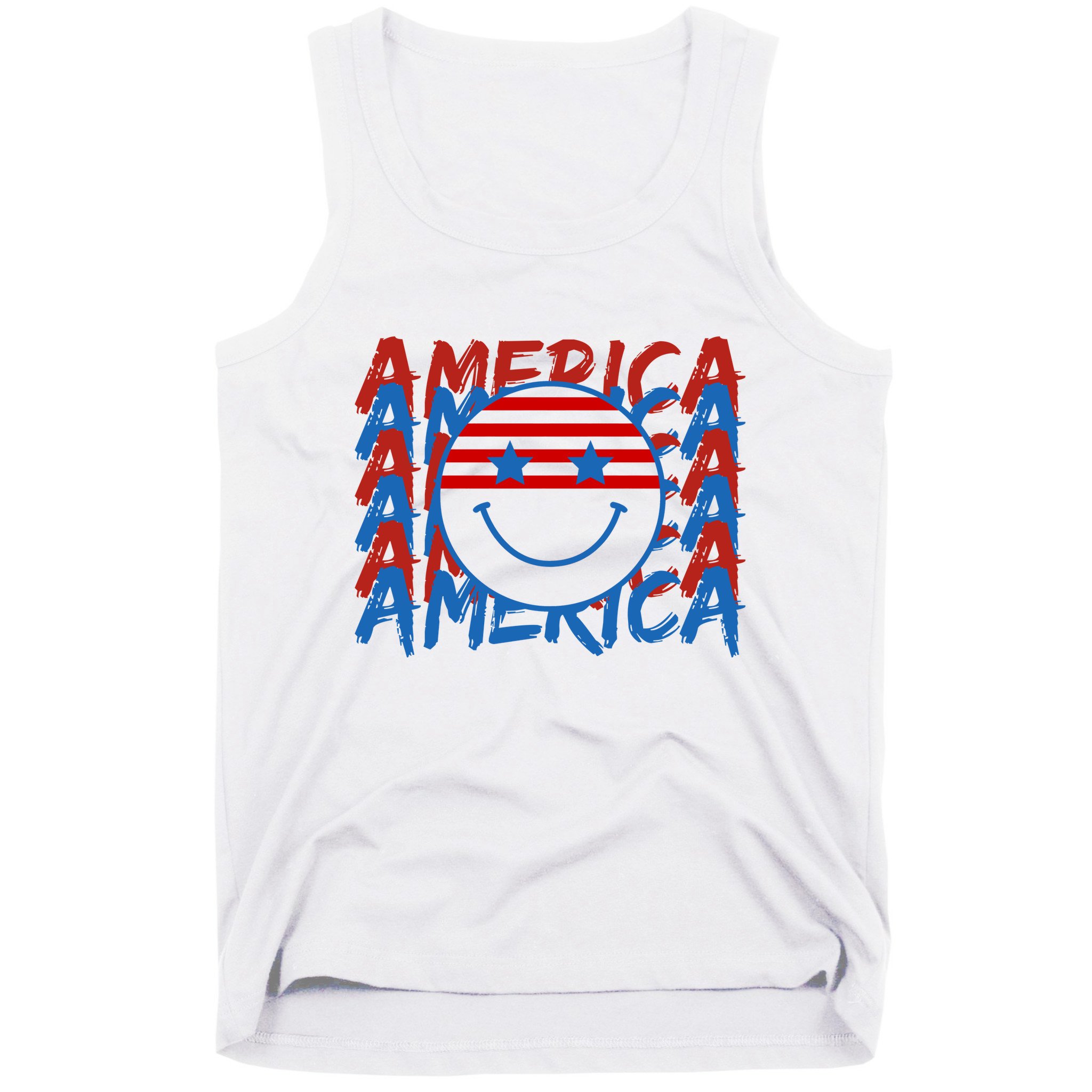 4th Of July Festive Holiday Smiley Face Tank Top