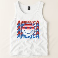 4th Of July Festive Holiday Smiley Face Tank Top