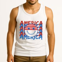 4th Of July Festive Holiday Smiley Face Tank Top