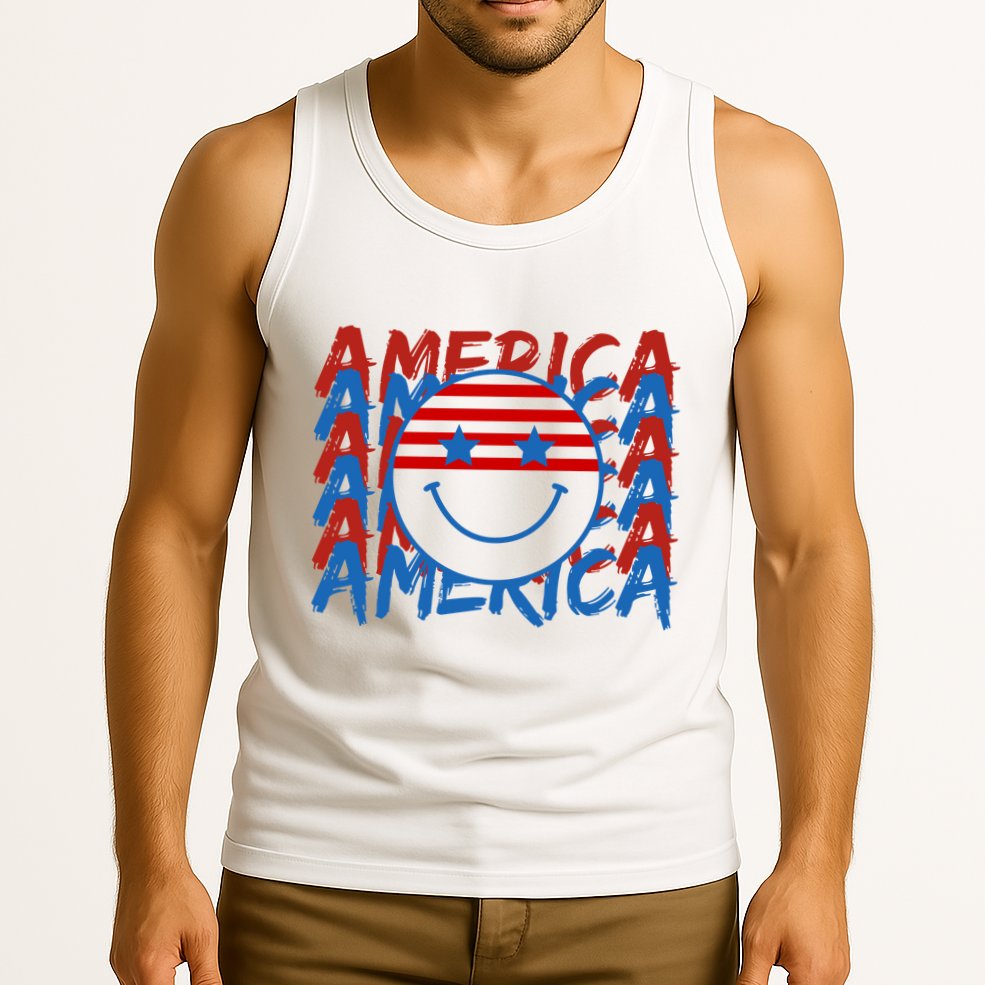 4th Of July Festive Holiday Smiley Face Tank Top