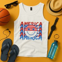 4th Of July Festive Holiday Smiley Face Tank Top